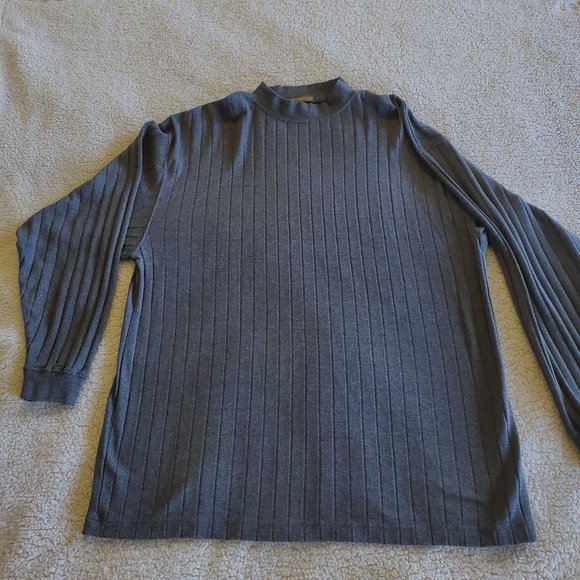 Men's Haggar Clothing Co. Charcoal Gray Mock Turtleneck Shirt, Size Large - Picture 2 of 7